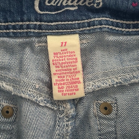 Candies Denim Cuffed Capri Jeans Dark Blue Cropped Stretch Mid Rise Size 11 - Picture 8 of 14